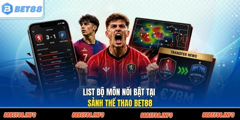 List bộ môn nổi bật tại sảnh thể thao Bet88