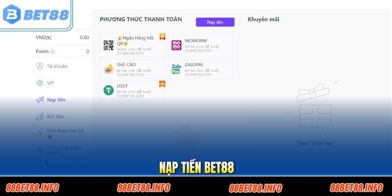 Nạp Tiền BET88 An Toàn – Những Cổng Thanh Toán Mới Nhất 2026
