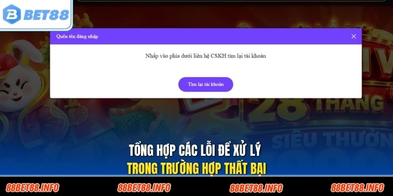 Tổng hợp các lỗi để xử lý trong trường hợp thất bại